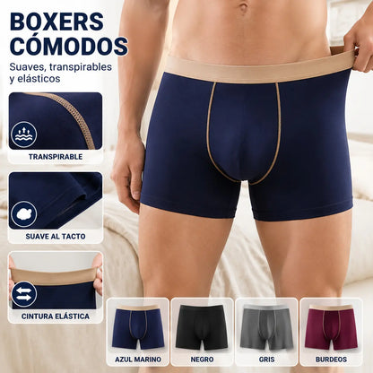 【4 piezas】【XL-9XL】Calzoncillos bóxer cómodos para hombre, de algodón puro, transpirables, elásticos y muy suaves.【45kg-150kg】