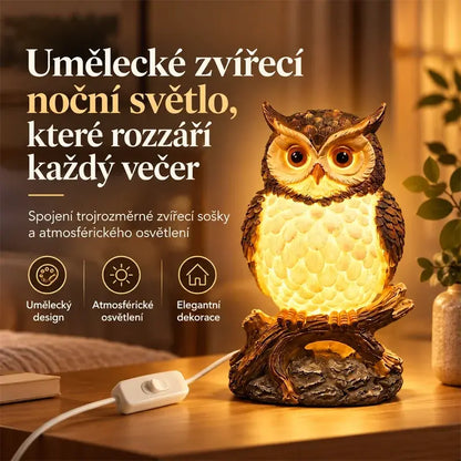 ✨🎁Umělecké zvířecí noční světlo pryskyřice řemeslo stolní ozdoba