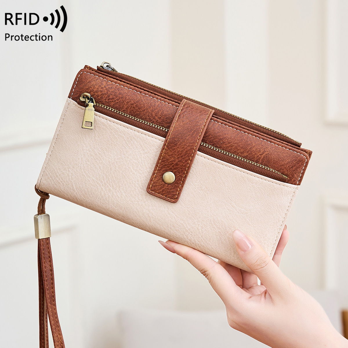 💥💯Cartera de piel para mujer con bloqueo RFID