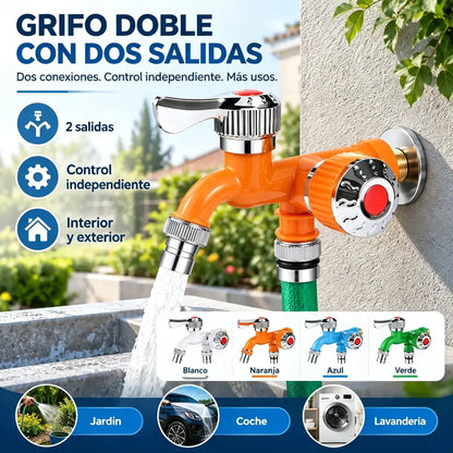 🚰🔧 Adaptador de Grifo 2 en 1 | Divisor de Agua con Doble Salida y Control Independiente, Antisalpicaduras y Resistente al Frío