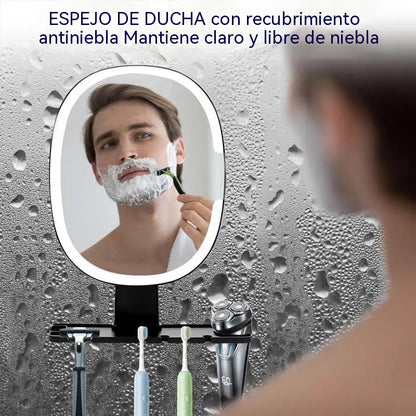 Espejo de afeitar antivaho con estante organizador