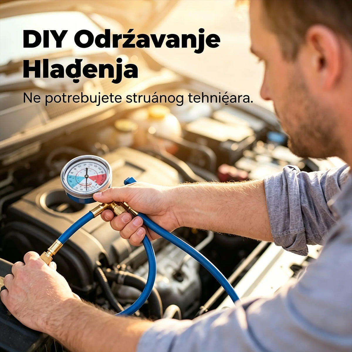 🔧❄️ Crijevo za punjenje rashladnog sredstva R134a s manometrom – Nepropusno, lako očitljivo i kompatibilno s automobilima, kamionima ili kućnim klima uređajima – Sigurno DIY punjenje 🚗
