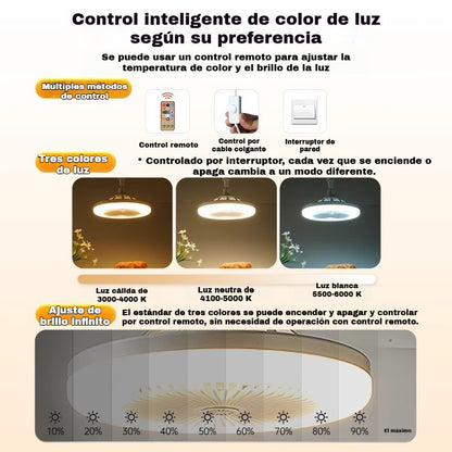 💡¡Disfruta de un 40% de descuento! ✨Ventilador de techo LED con control remoto: funcionamiento silencioso, 3 luces, ahorro de energía🌀