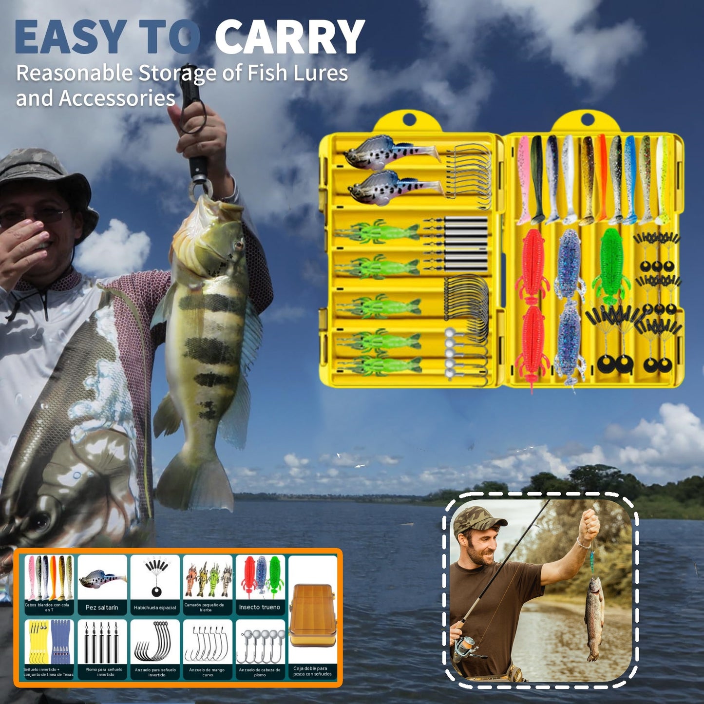 [Juego de 153 piezas] Juego completo de señuelos para pesca [1-200 kg]