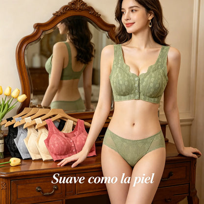 😍【Paquete de 5 Piezas】Sujetador Inalámbrico para Mujer con Botón Frontal ❤️【40-100kg】