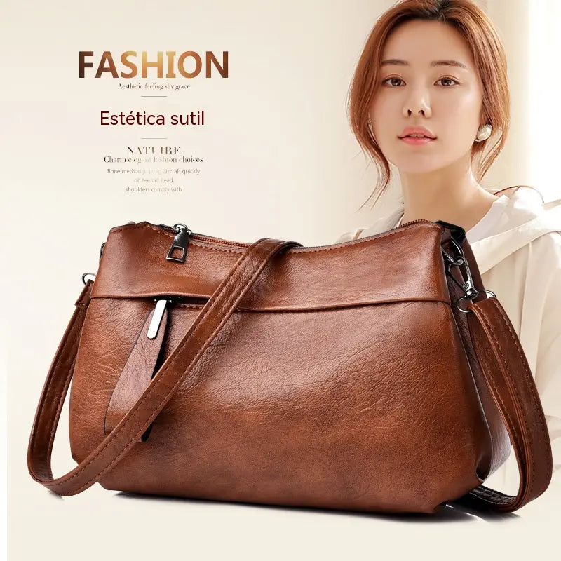 Nuevo bolso bandolera de piel suave y elegante para mujer, de tres compartimentos y gran capacidad.