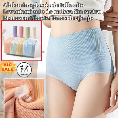 🔥【40-90 kg】🔥 Último día – 50 % de descuento – Braguitas antibacterianas de talle alto con control de abdomen