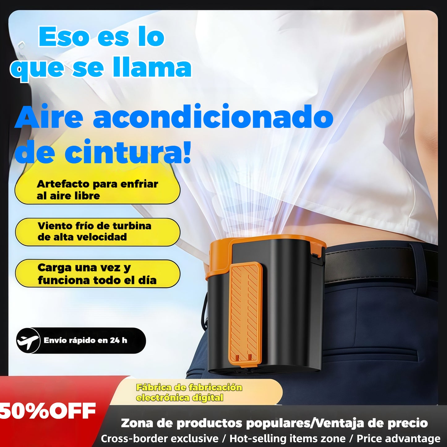 🏆50% DE DESCUENTO⏰ Ventilador personal manos libres con pantalla LED