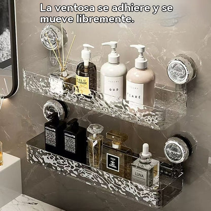 🧼🫧Estante de almacenamiento con ventosas sin necesidad de taladrar, ideal para cocinas y baños.
