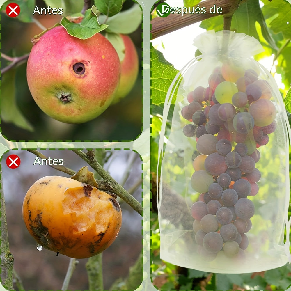 【100 piezas 】Red de insectos para moscas de frutas, red de protección de árboles de paisaje para pájaros, bolsas de red de jardín para proteger flores, plantas, frutas, verduras