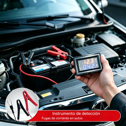 Probador de fuga de corriente automotriz con pantalla digital dual – Instrumento de diagnóstico sin interrumpir el suministro eléctrico, cuenta con voltímetro y amperímetro, incluye fusible, no requiere multímetro