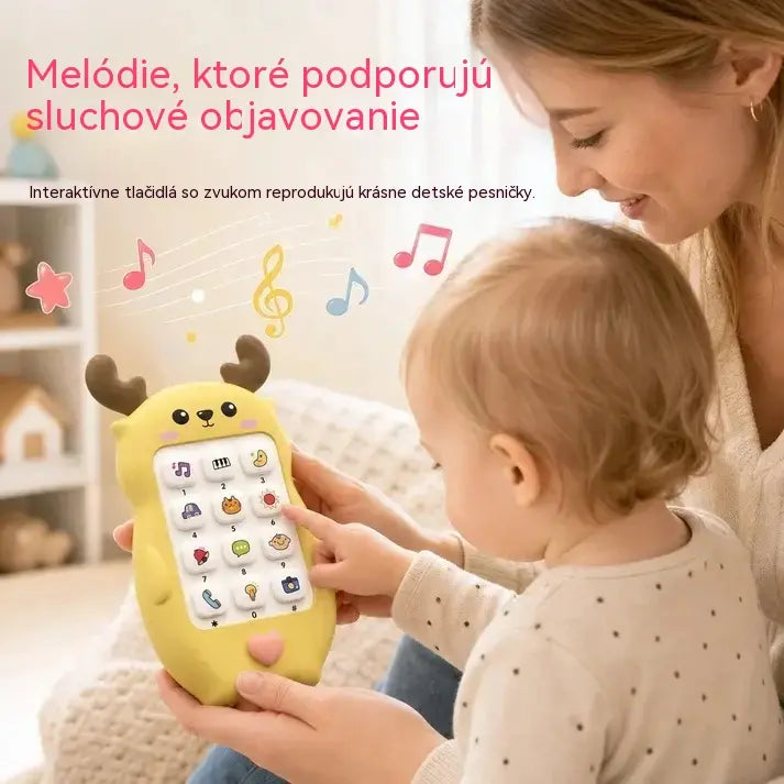 🎁2 kusy za 21 €🎨 Detský telefón s motívom jeleňa: dvojjazyčný vzdelávací smartfón na hranie s hudbou a príbehmi pre najmenších.