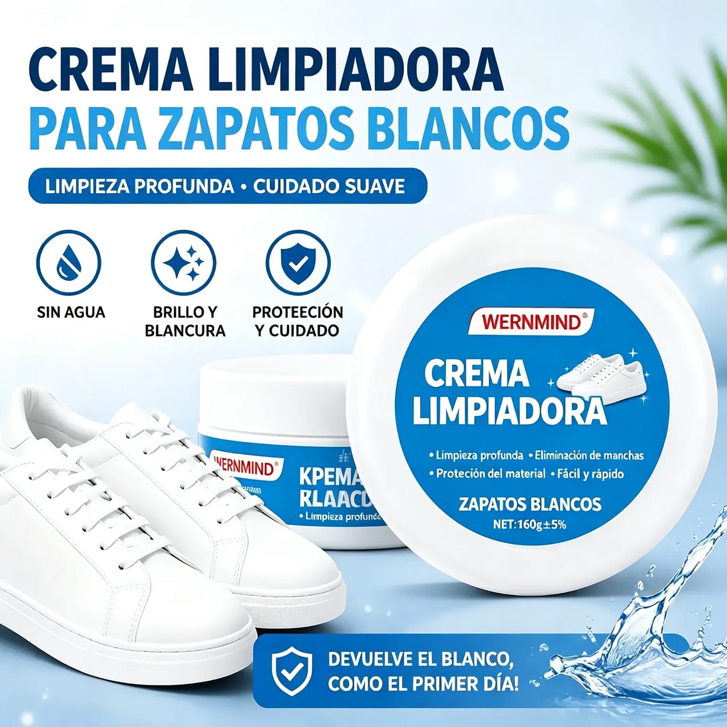 🔥🎁Crema limpiadora sin agua para zapatos blancos con esponja
