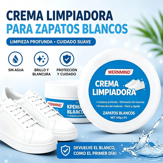 🔥🎁Crema limpiadora sin agua para zapatos blancos con esponja