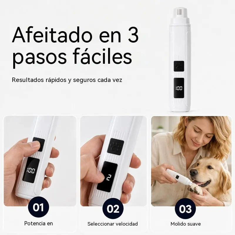 🔥🐱🐶 Lima eléctrica de uñas para mascotas con indicador LED de potencia