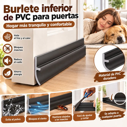 🚪2 piezas🔥 Burlete inferior de PVC para puertas – ✅Antipolvo y antiviento ✅Repelente de insectos y roedores