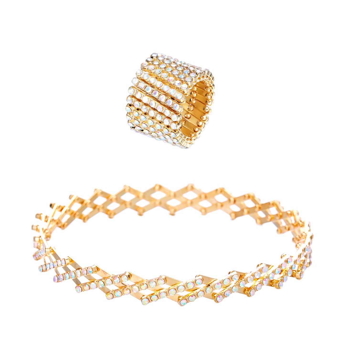 💎💍Un anillo/pulsera mágica retráctil de siete filas de diamantes que se puede usar de dos maneras.