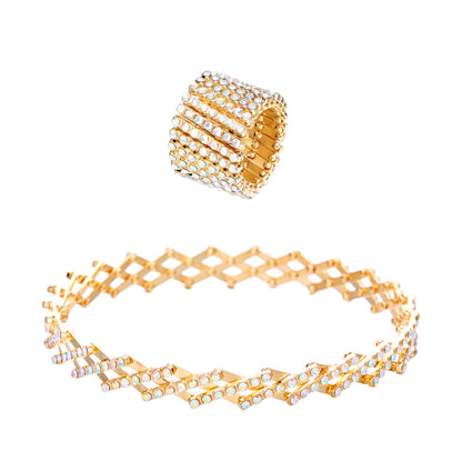 💎💍Un anillo/pulsera mágica retráctil de siete filas de diamantes que se puede usar de dos maneras.