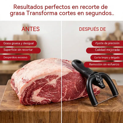 🥳50% de descuento🥩🔪 Desgrasador manual de carne y cerdo: El soporte en forma de U elimina la grasa superficial, minimizando el desperdicio de carne magra. Cuchillas de acero inoxidable y mango ergonómico. 🧑‍🍳✨
