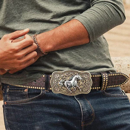🔥Cinturón con adorno de cabeza de toro en relieve retro de moda para hombres