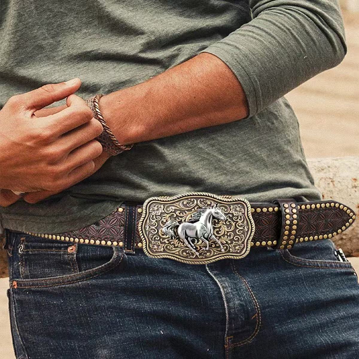 🔥Cinturón con adorno de cabeza de toro en relieve retro de moda para hombres