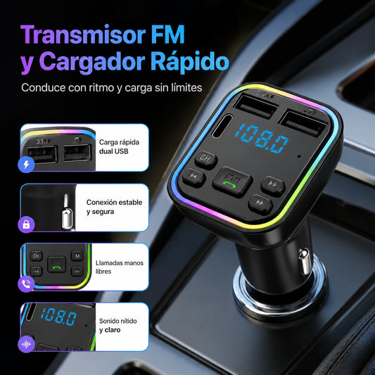 🔥Ofertas increíbles: Reproductor MP3 para coche con luces de colores y Bluetooth