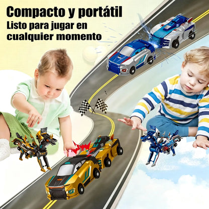 💥Los dos coches chocaron, se deformaron y se fusionaron en un robot Dragón de Alas Plateadas.