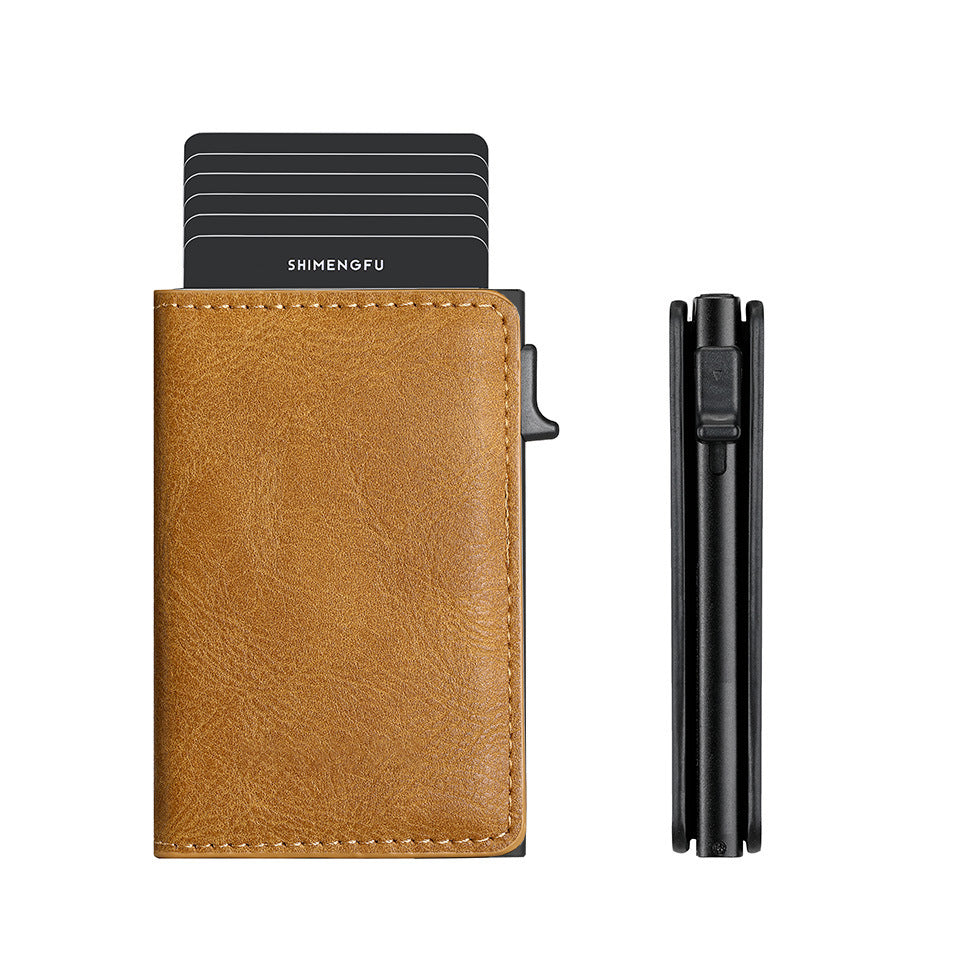 Tarjetero desplegable de aleación de aluminio con protección RFID antirrobo para hombre
