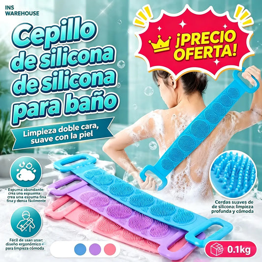 🌿🛁 Cepillo de espalda extralargo de silicona: ¡limpia, masajea y cuida! ✨💙