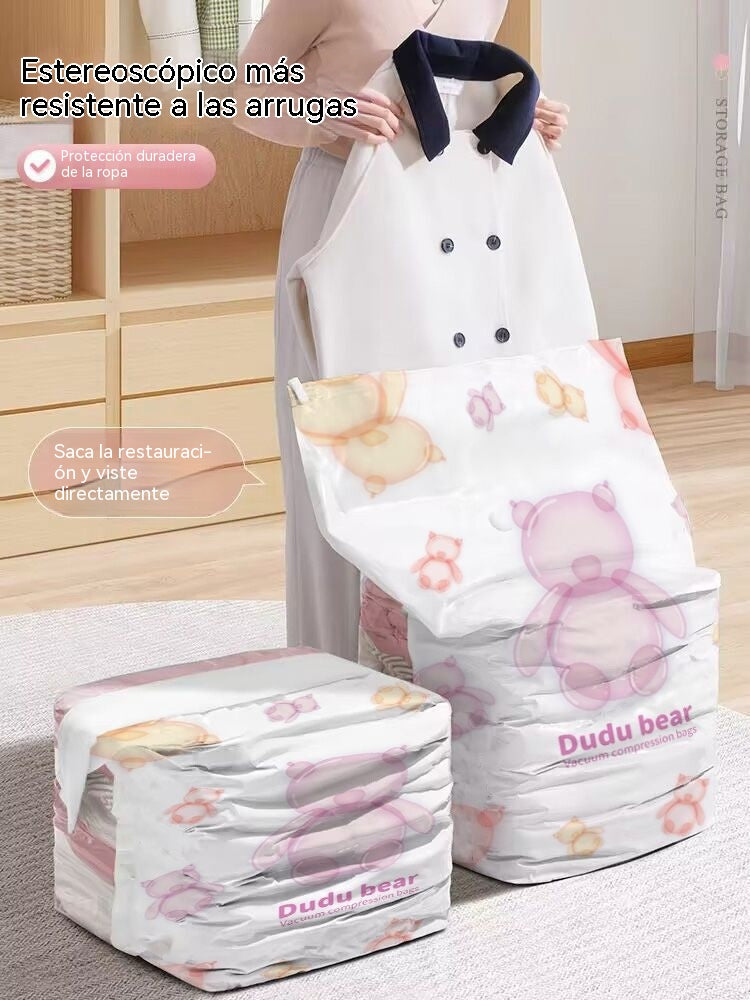 👕📦【5 piezas】Bolsas de compresión para guardar ropa, no requieren vacío, diseño reforzado.