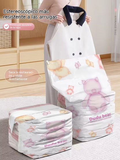 👕📦【5 piezas】Bolsas de compresión para guardar ropa, no requieren vacío, diseño reforzado.