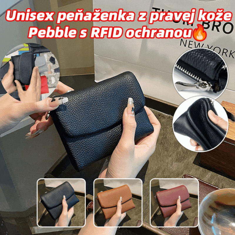 🔥🔥✨⏰Cartera unisex Pebble de piel auténtica con protección RFID🔥
