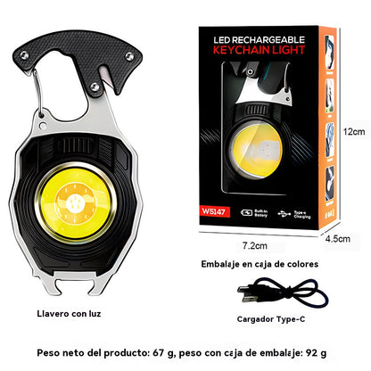 🌞🛡️Llavero multifuncional 6 en 1 para exteriores con luz potente y función de encendido de fuego.