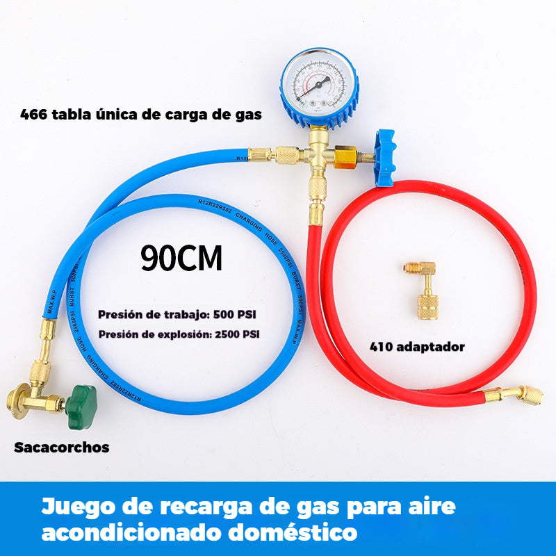 🔧❄️ Manguera de recarga de refrigerante AC R134a con manómetro – Antifugas, fácil de leer y compatible con coches, camiones o aire acondicionado doméstico – Recarga DIY segura 🚗