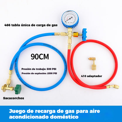 🔧❄️ Manguera de recarga de refrigerante AC R134a con manómetro – Antifugas, fácil de leer y compatible con coches, camiones o aire acondicionado doméstico – Recarga DIY segura 🚗