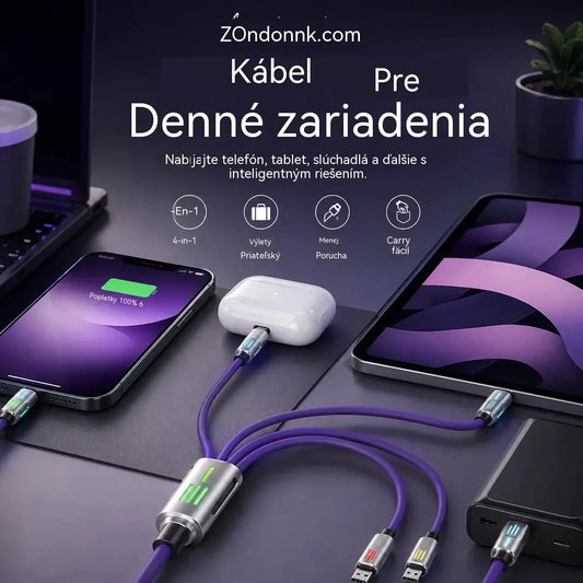🔥Kúpte 1, získajte 1 zadarmo🔥 Nabíjací kábel s LED diódami 4 v 1⚡📱