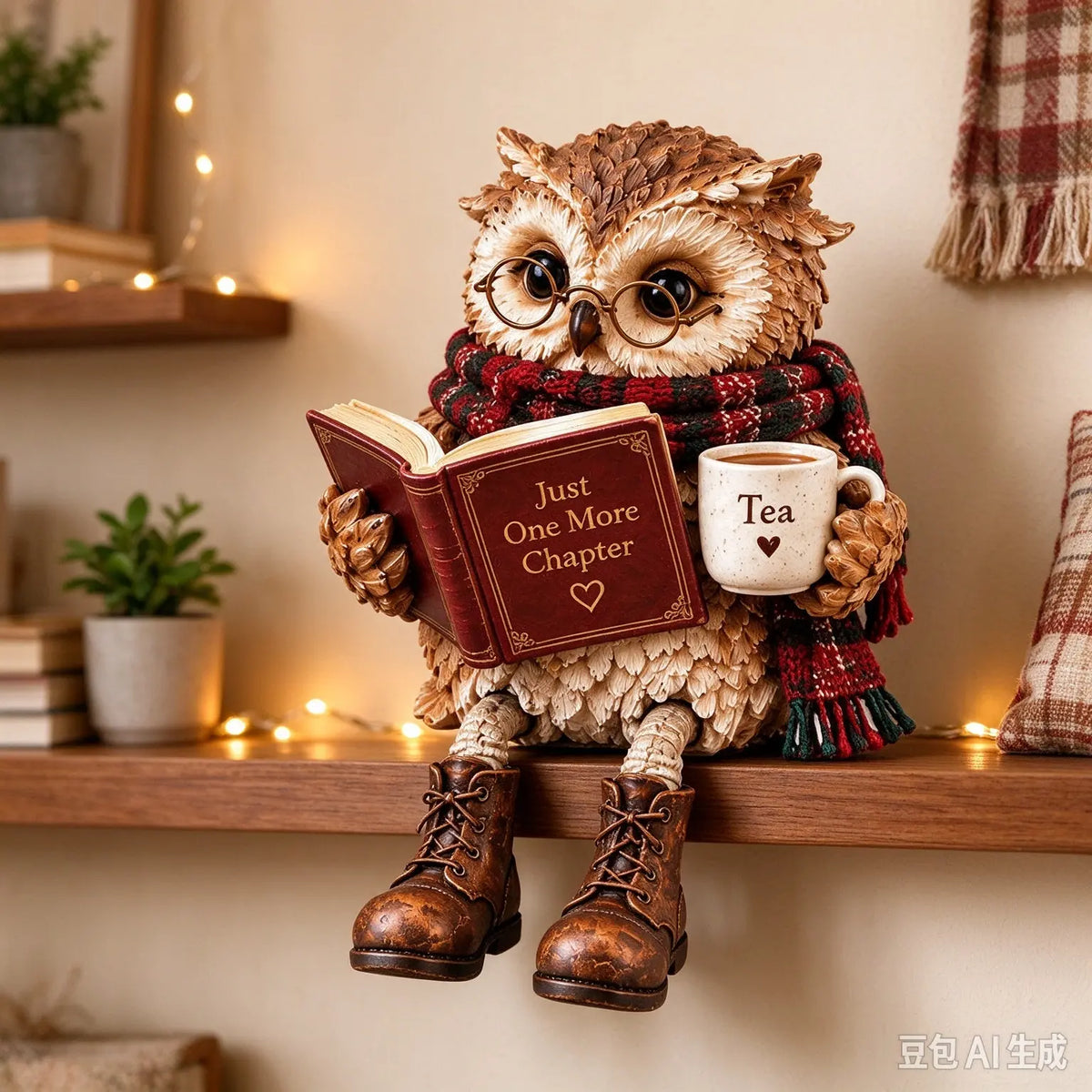 Búho decorativo – amante de los libros (para estantería)