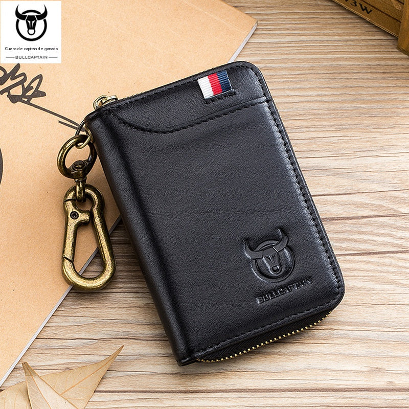 [Precio especial por lanzamiento] Monedero de piel antirrobo 2 en 1 para hombre con llavero