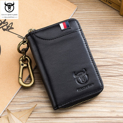 [Precio especial por lanzamiento] Monedero de piel antirrobo 2 en 1 para hombre con llavero