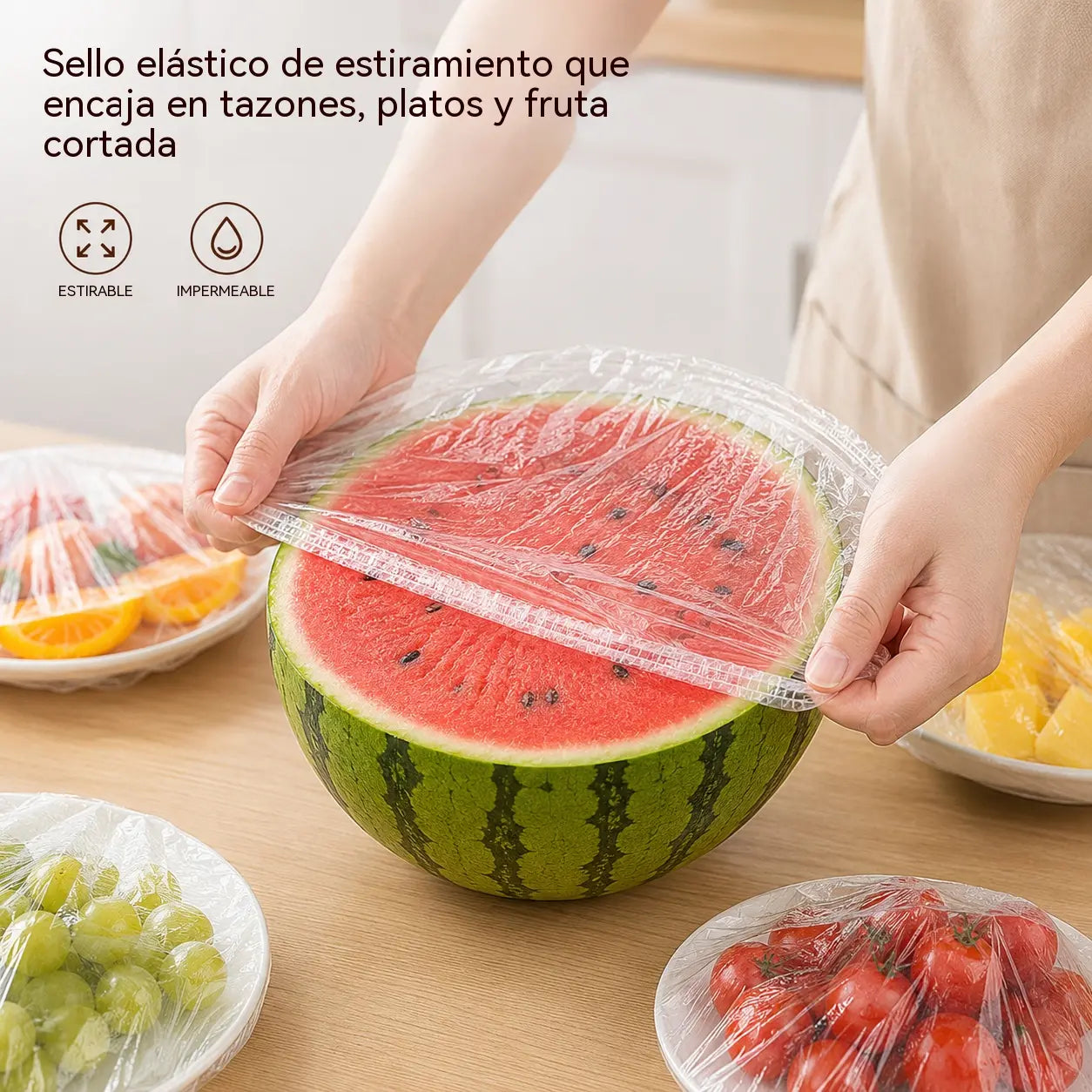【200 piezas】Film transparente desechable, ideal para recipientes y alimentos. Se ajusta perfectamente, ofrece un buen sellado y es fácil de usar.