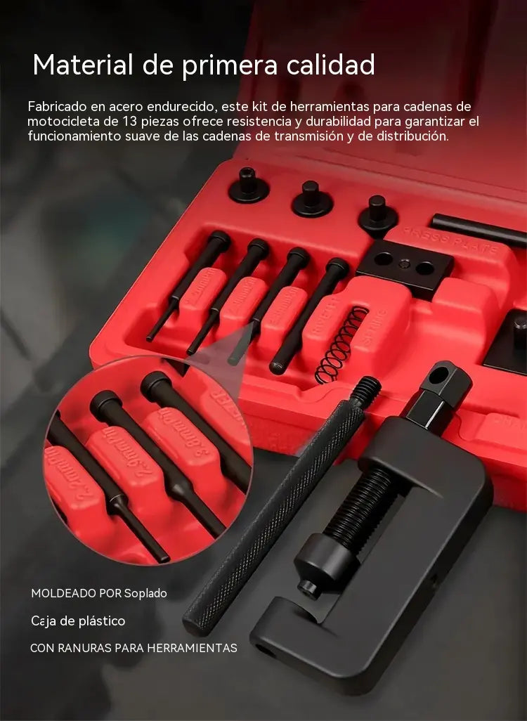 🧰 Kit de herramientas especializado para romper cadenas. Para desmontar cadenas de motosierras, motocicletas y bicicletas.