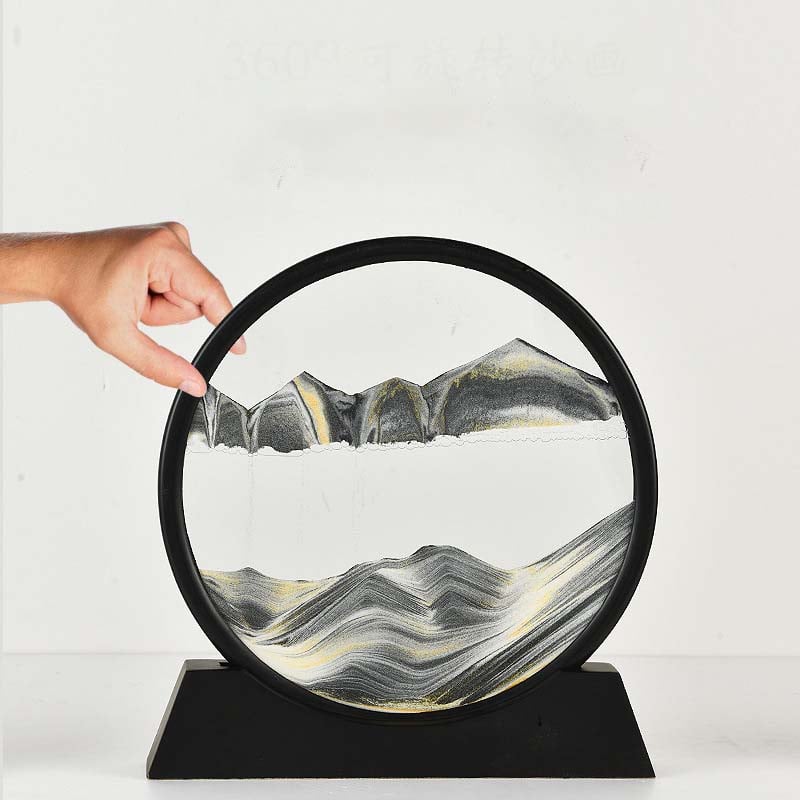 Adornos de arenas movedizas 3D para decoración del hogar con forma de montaña y río antiguos