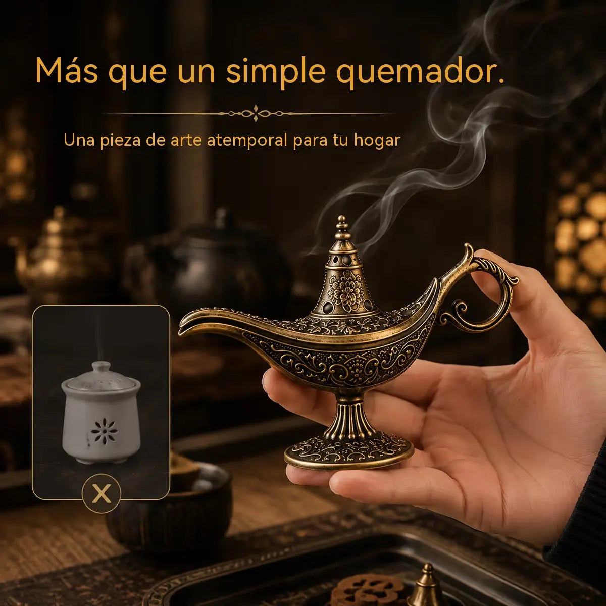 🔥Portalámparas de incienso vintage estilo lámpara del genio de Aladdín