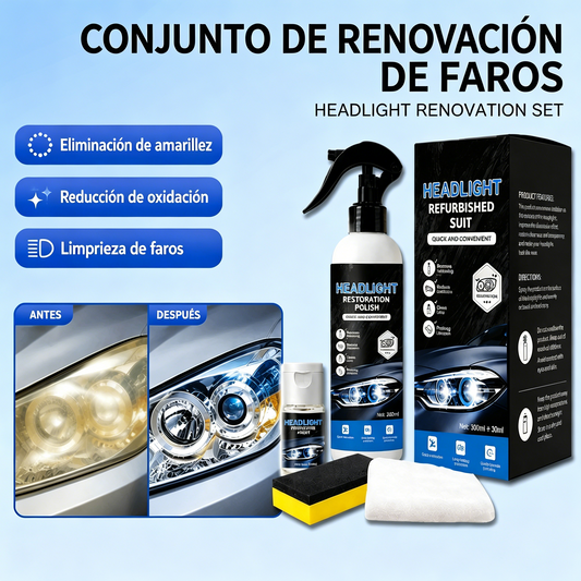 🚗💡Kit de restauración de faros de coche: productos para limpieza, eliminación de manchas, brillo y cuidado.