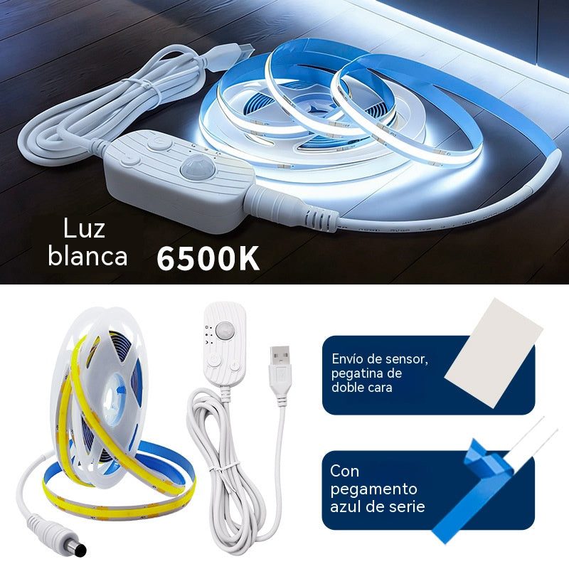 【2M】Tira de luces LED con sensor inteligente y sistema de iluminación automática, con adhesivo USB, ideal para cocinas, dormitorios y escaleras.