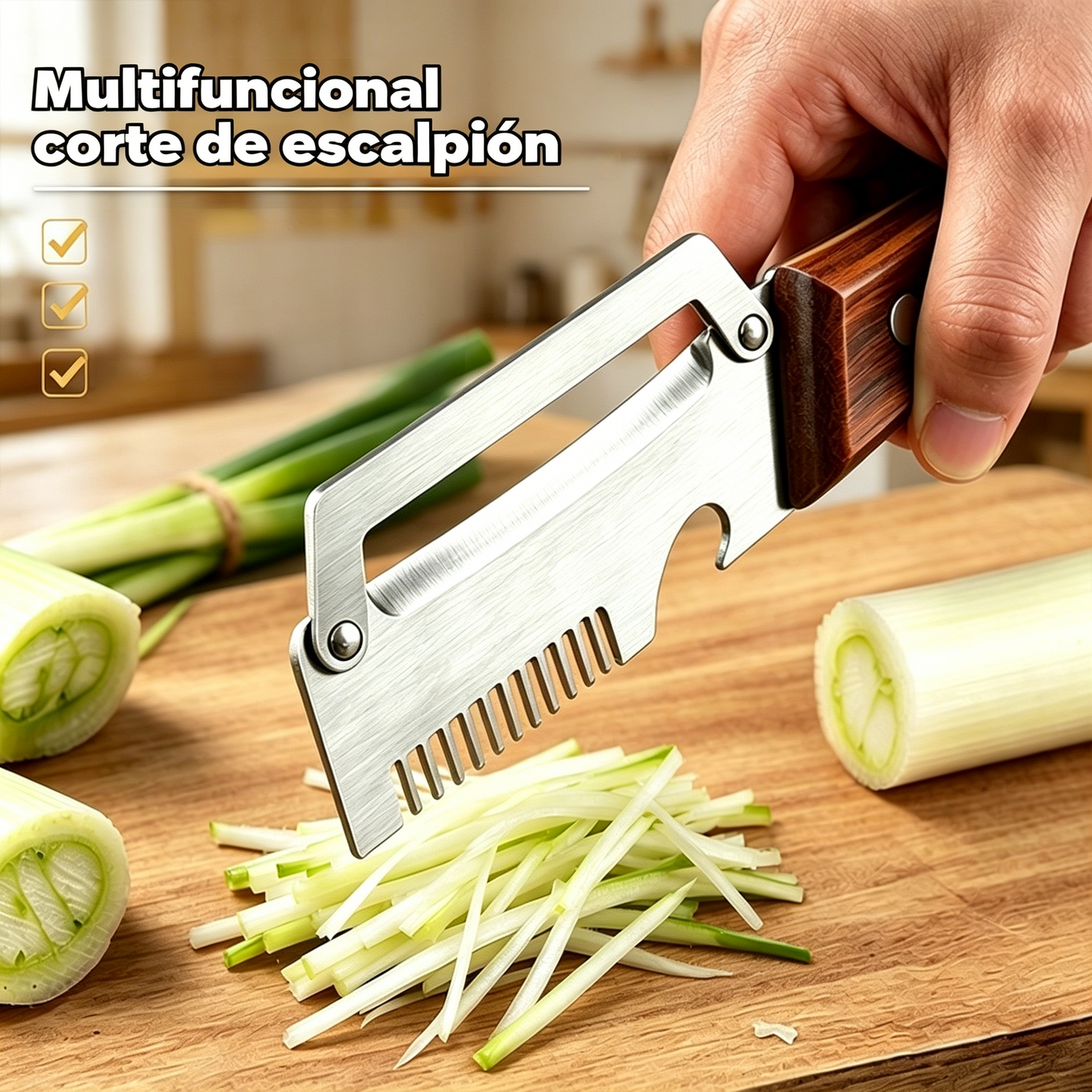 ✅Compra 1, llévate 1 gratis (dos artículos)🧅🔪 Pelador de cocina multifuncional 3 en 1: ¡Pela, pica verduras, corta carne y abre botellas! 🔥
