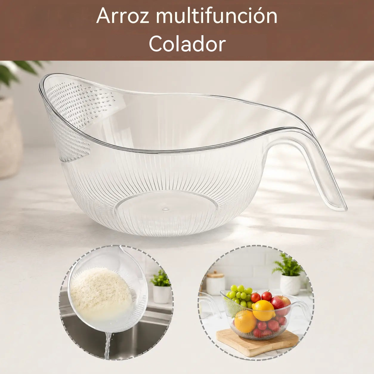 ⏰🔥¡50% de descuento por tiempo limitado!🔥🥗 Escurridor Multifunción con Asa – Escurre, Lava y Sirve con Facilidad
