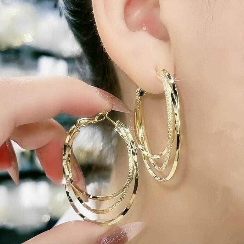 Pendientes de aro grandes de plata de ley 925