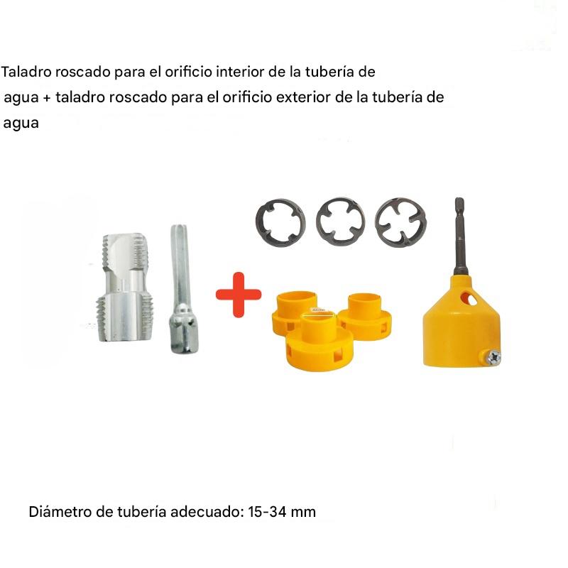 【Juego de herramientas para abrir roscas internas + orificios de roscas externas】 Accesorio de Roscado para Tuberías de Agua