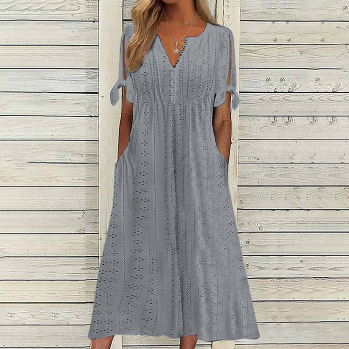 【🔥Gran oferta】【Talla 5XL】Vestido sencillo de verano para mujer, mezcla de algodón y lino, cómodo y transpirable